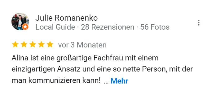 Bewertungen über Alina Gremmelspacher